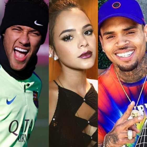 Neymar, Bruna Marquezine, Chris Brown Neymar, Bruna Marquezine, Chris Brown